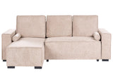 3 Seater Corner Sofa Bed Beige Fabric Upholstery Right Handed with Storage Armrests Reversible Modern Style Living Room Beliani