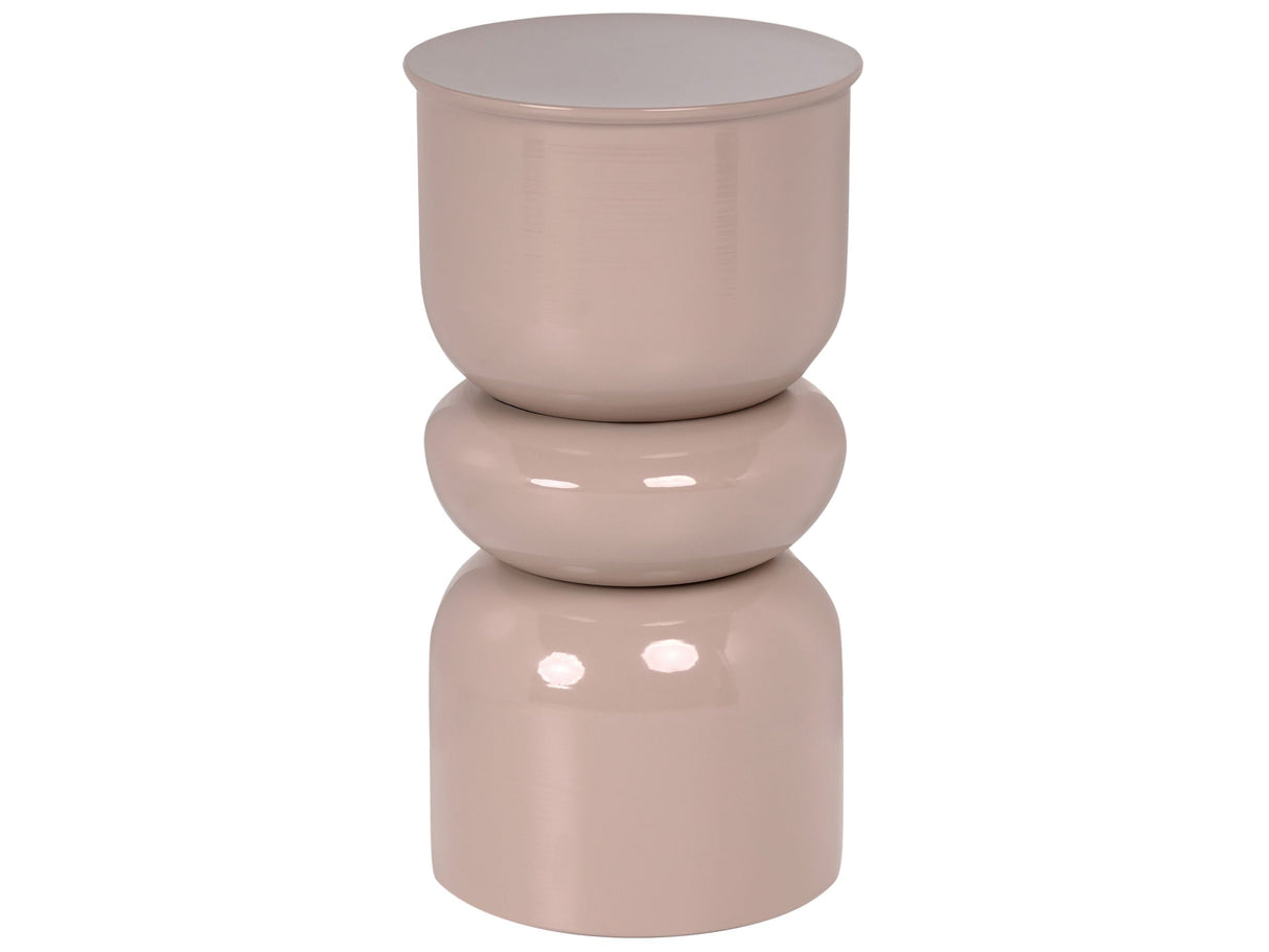Accent Side Table Light Beige Iron Painted Indoor Living Room Bedroom Beliani