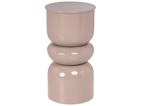Accent Side Table Light Beige Iron Painted Indoor Living Room Bedroom Beliani