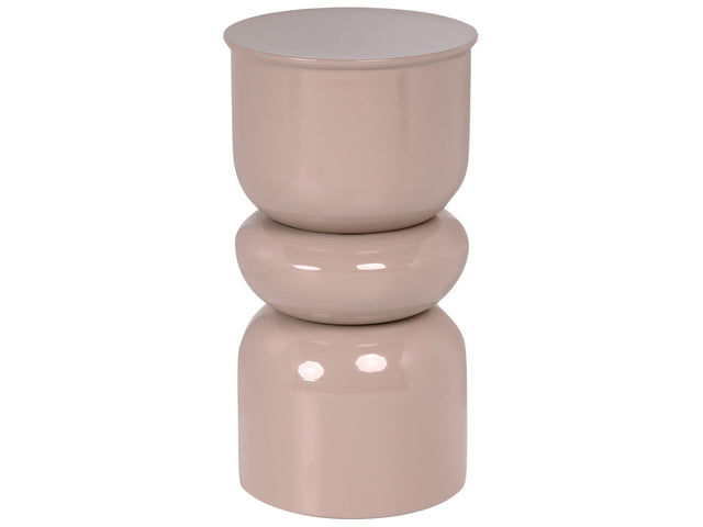 Accent Side Table Light Beige Iron Painted Indoor Living Room Bedroom Beliani