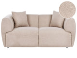 2 Seater Sofa Beige Boucle Upholstery Curved Organic Shaped Sofa Modern Minimalistic Style Living Room Beliani