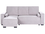 3 Seater Corner Sofa Bed Grey Fabric Upholstery Right Handed with Storage Armrests Reversible Modern Style Living Room Beliani