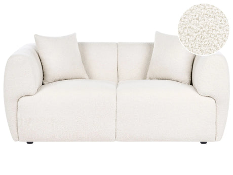 2 Seater Sofa Off-White Boucle Upholstery Curved Organic Shaped Sofa Modern Minimalistic Style Living Room Beliani
