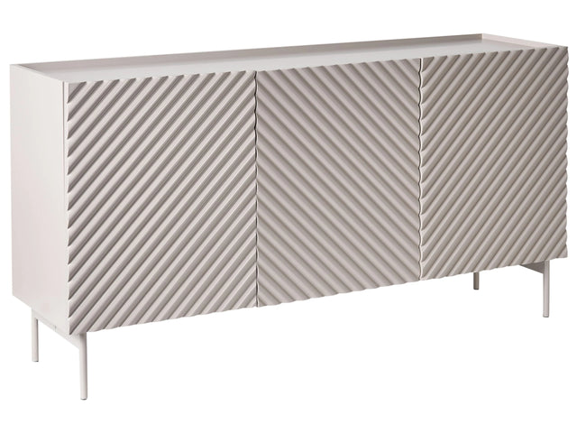 3 Door Sideboard Light Beige MDF Cabinet Metal Legs Modern Design Bedroom Living Room Beliani