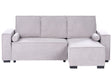 3 Seater Corner Sofa Bed Grey Fabric Upholstery Left Handed with Storage Armrests Reversible Modern Style Living Room Beliani