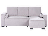 3 Seater Corner Sofa Bed Grey Fabric Upholstery Left Handed with Storage Armrests Reversible Modern Style Living Room Beliani