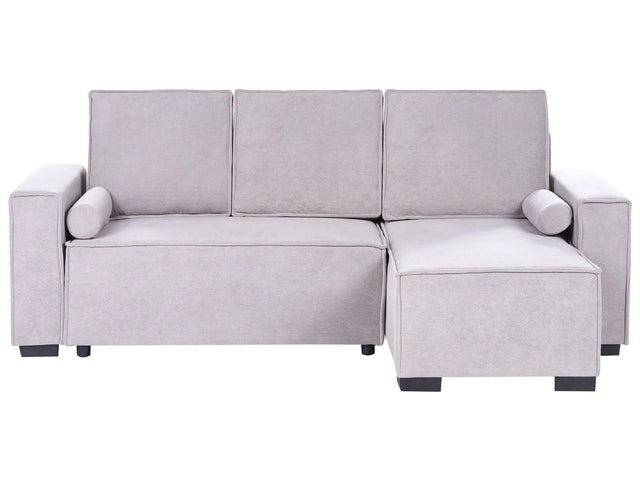 3 Seater Corner Sofa Bed Grey Fabric Upholstery Left Handed with Storage Armrests Reversible Modern Style Living Room Beliani