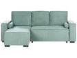 3 Seater Corner Sofa Bed Light Green Fabric Upholstery Right Handed with Storage Armrests Reversible Modern Style Living Room Beliani
