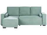 3 Seater Corner Sofa Bed Light Green Fabric Upholstery Right Handed with Storage Armrests Reversible Modern Style Living Room Beliani
