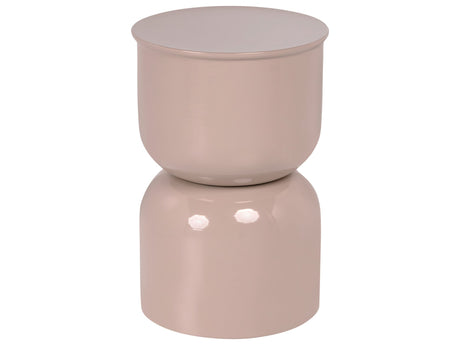 Accent Side Table Light Beige Iron Painted Indoor Living Room Bedroom Beliani