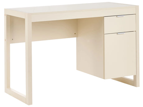 Home Desk Light Beige Wooden 110 x 50 cm Drawer Storage Light Wood Minimalist Design Beliani