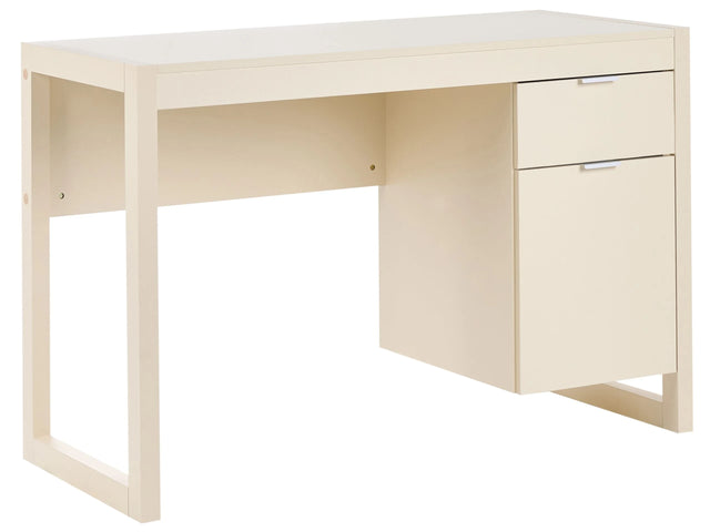 Home Desk Light Beige Wooden 110 x 50 cm Drawer Storage Light Wood Minimalist Design Beliani