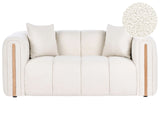 2 Seater Sofa Off-White Boucle Upholstery Curved Organic Shaped Sofa Modern Minimalistic Style Living Room Beliani