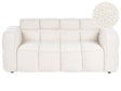 2 Seater Sofa Off-White Boucle Upholstery Bubble Cloud Shape Ouilted Sofa Modern Minimalistic Style Living Room Beliani
