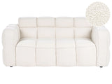 2 Seater Sofa Off-White Boucle Upholstery Bubble Cloud Shape Ouilted Sofa Modern Minimalistic Style Living Room Beliani