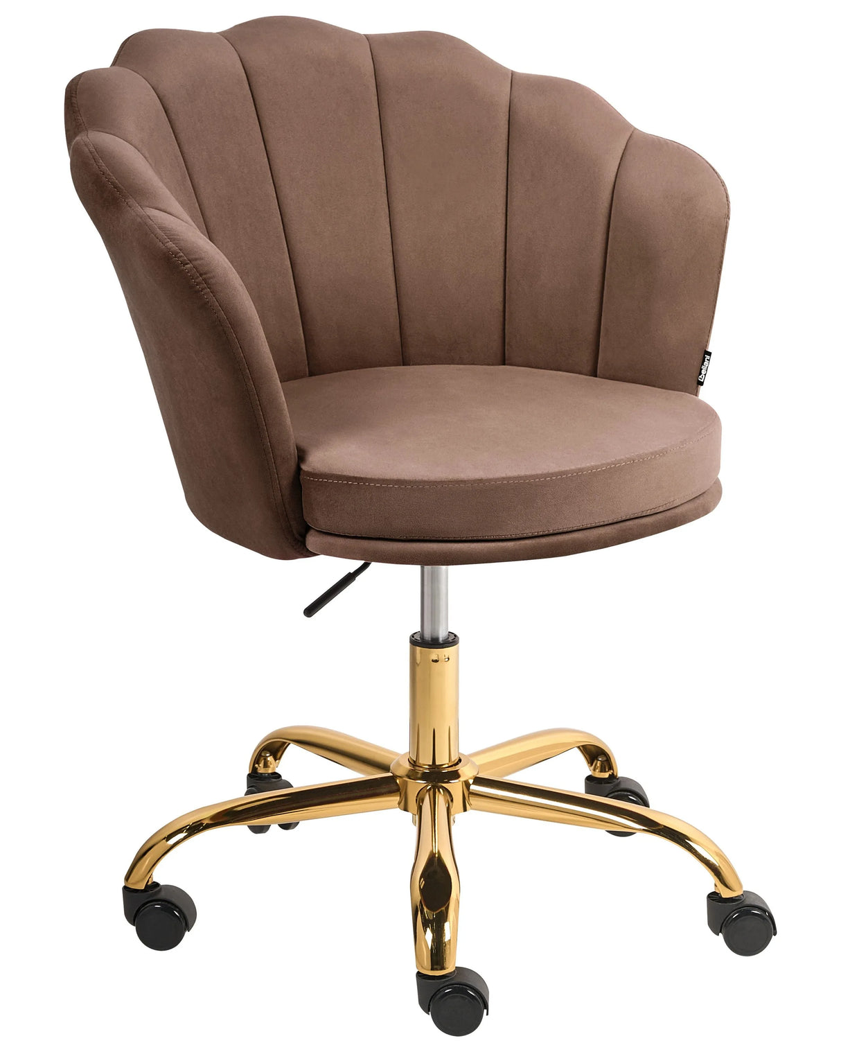 Office Swivel Chair Brown Velvet with Stairbase Adjustable Height Beliani
