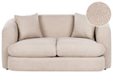 2 Seater Sofa Beige Boucle Upholstery Curved Organic Shaped Sofa Modern Minimalistic Style Living Room Beliani