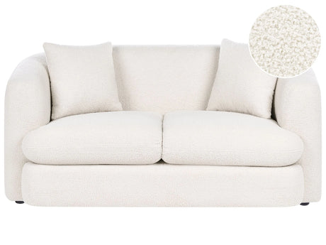 2 Seater Sofa Off-White Boucle Upholstery Curved Organic Shaped Sofa Modern Minimalistic Style Living Room Beliani