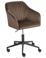 Office Swivel Chair Brown Velvet Height Adjustable Tufted Backrest Glamour Style Beliani