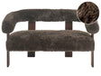 2 Seater Sofa Dark Brown Faux Fur Upholstery Retro Design Wooden Legs Living Room Beliani