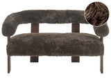 2 Seater Sofa Dark Brown Faux Fur Upholstery Retro Design Wooden Legs Living Room Beliani
