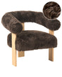 Armchair Dark Brown Faux Fur Upholstery Retro Design Light Brown Wooden Legs Living Room Beliani