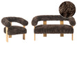 Sofa Set Dark Brown and Light Brown 2 Seater Armchair Faux Fur Upholstery Retro Design Wooden Legs Living Room Beliani
