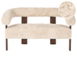 2 Seater Sofa Off-White Faux Fur Upholstery Retro Design Dark Brown Wooden Legs Living Room Beliani