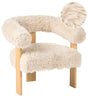 Armchair Off-White and Light Brown Faux Fur Upholstery Retro Design Wooden Legs Living Room Beliani