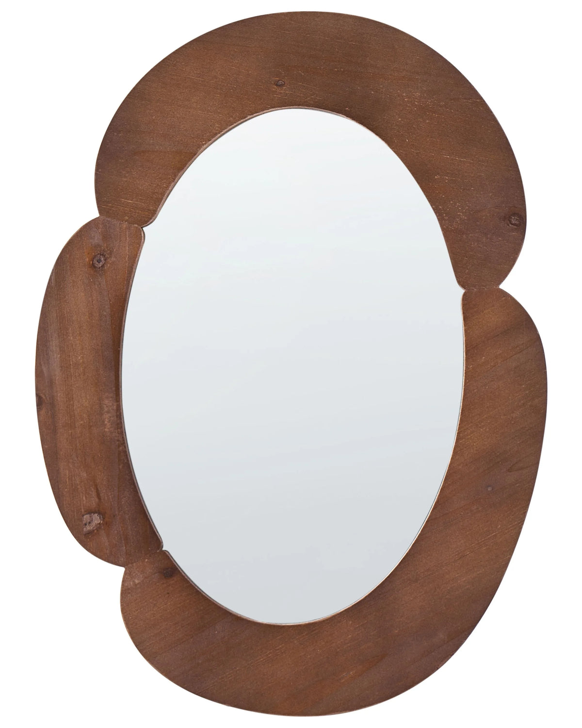 Wall Mirror Dark Brown MDF Irregular Oval Shape Decorations Home Accessories Decorative Beliani