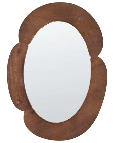 Wall Mirror Dark Brown MDF Irregular Oval Shape Decorations Home Accessories Decorative Beliani