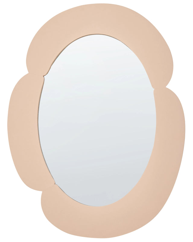 Wall Mirror Beige MDF Irregular Oval Shape Decorations Home Accessories Decorative Beliani