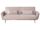 Sofa Bed Taupe Velvet Upholstery Metal Legs 3 Seater with Additional Cushions Retro Convertible Sleeping Function Beliani