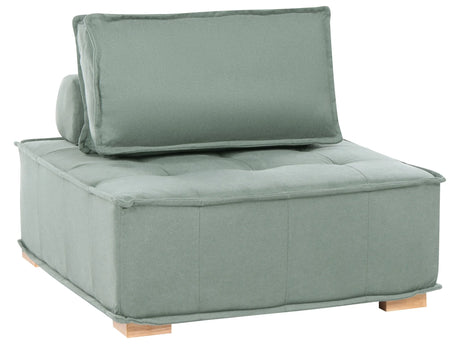 1-Seat Section Light Green Fabric Upholstery Solid Wood Legs Quilted Seat Water-Repellent Living Room Modern Style Beliani
