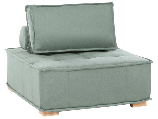 1-Seat Section Light Green Fabric Upholstery Solid Wood Legs Quilted Seat Water-Repellent Living Room Modern Style Beliani