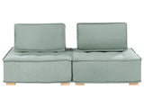 Sofa Light Green Fabric Upholstery Solid Wood Legs Water-Repellent 2 Seater Modular Modern Quilted Seat Living Room Beliani