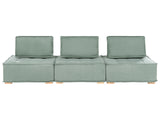 3 Seater Modular Sofa Light Green Fabric Upholstery Solid Wood Legs Quilted Seat Water-Repellent Living Room Modern Style Beliani