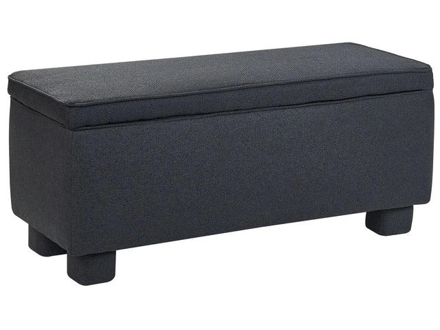 Storage Bench Black Fabric Easy-to-Clean Upholstery Wooden Legs Lift Up Top Hallway Modern Beliani