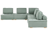 5 Seater Left-Hand Modular Corner Sofa Light Green Fabric Upholstery Wooden Legs Water-Repellent  L-Shaped Living Room Modern Beliani