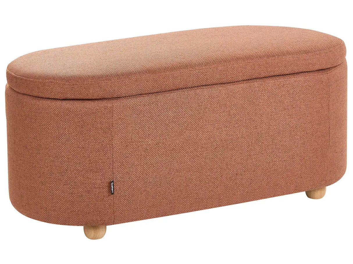 Storage Bench Golden Brown Fabric Water-repellent Finish Upholstered Ottoman with Storage Hallway Seat Beliani