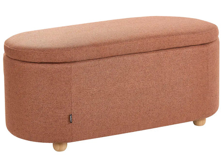 Storage Bench Golden Brown Fabric Water-repellent Finish Upholstered Ottoman with Storage Hallway Seat Beliani
