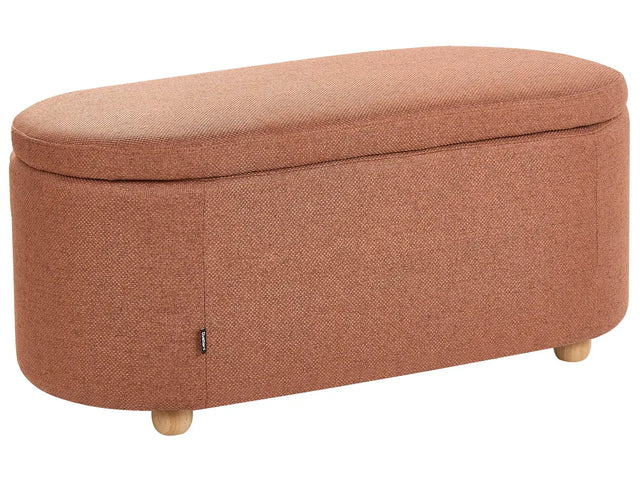 Storage Bench Golden Brown Fabric Water-repellent Finish Upholstered Ottoman with Storage Hallway Seat Beliani