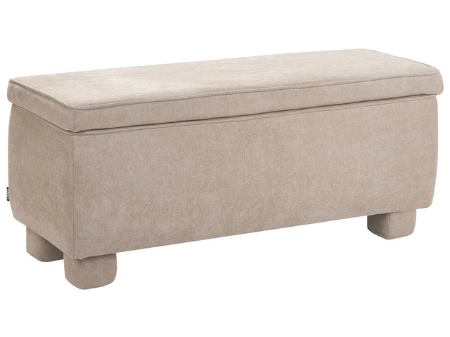 Storage Bench Beige Fabric Upholstery Wooden Legs Lift Up Top Hallway Modern Beliani