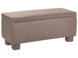 Storage Bench Taupe Fabric Easy-to-Clean Upholstery Wooden Legs Lift Up Top Hallway Modern Beliani