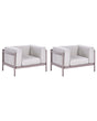 Set of 2 Garden Armchairs Taupe Synthetic Frame Outdoor 2 Chairs Set with Cushions Modern Style Beliani