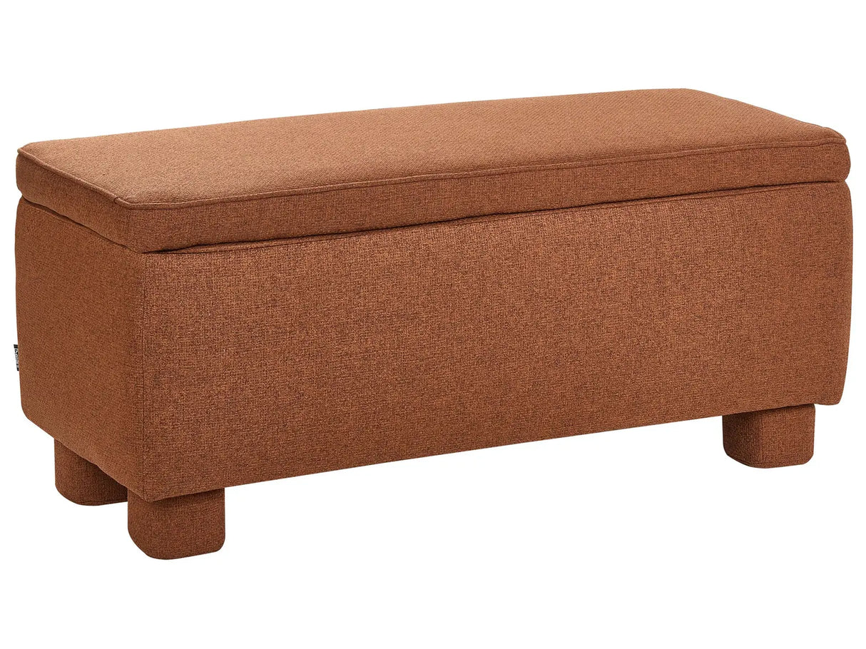 Storage Bench Golden Brown Fabric Easy-to-Clean Upholstery Wooden Legs Lift Up Top Hallway Modern Beliani