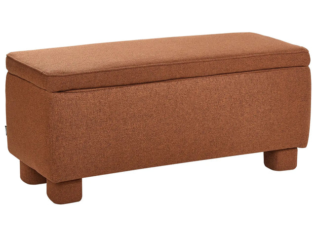Storage Bench Golden Brown Fabric Easy-to-Clean Upholstery Wooden Legs Lift Up Top Hallway Modern Beliani