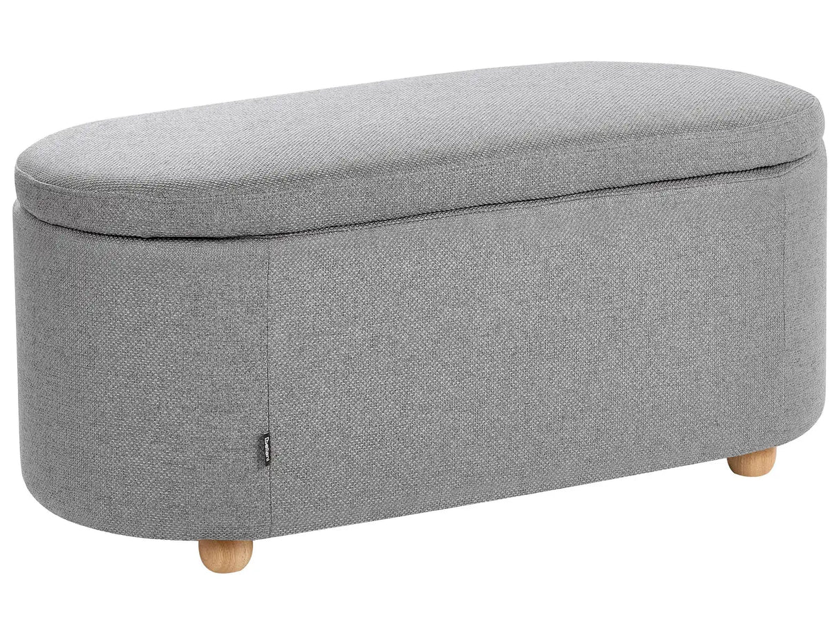 Storage Bench Light Grey Fabric Water-repellent Finish Upholstered Ottoman with Storage Hallway Seat Beliani