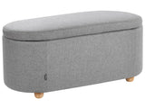 Storage Bench Light Grey Fabric Water-repellent Finish Upholstered Ottoman with Storage Hallway Seat Beliani