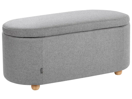 Storage Bench Light Grey Fabric Water-repellent Finish Upholstered Ottoman with Storage Hallway Seat Beliani